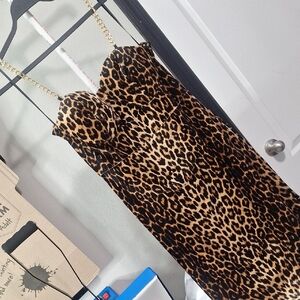 Leopard Print Dress with Gold Chain Straps